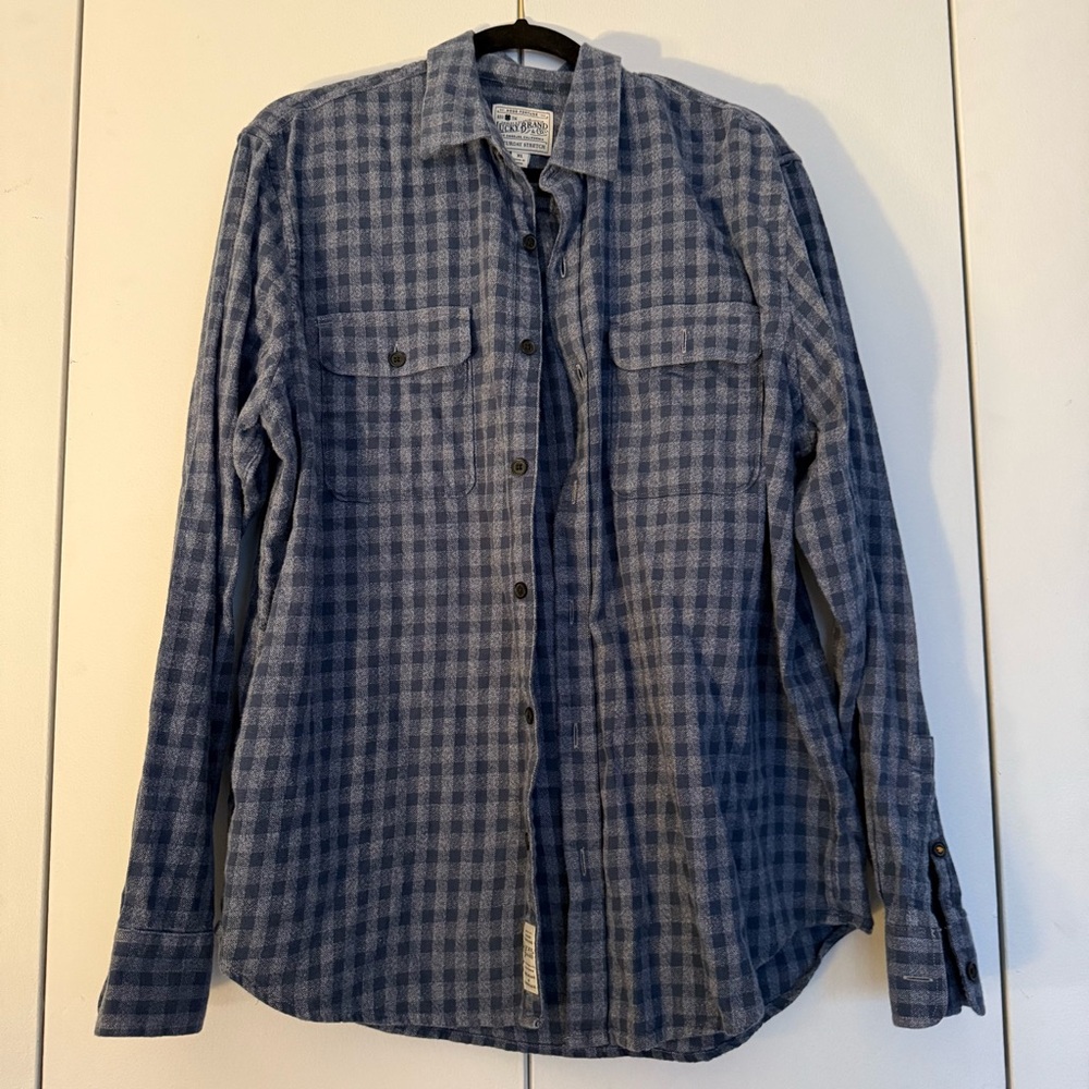 Make an offer! Lucky Brand Navy Checkered button down Shirt men’s extra large